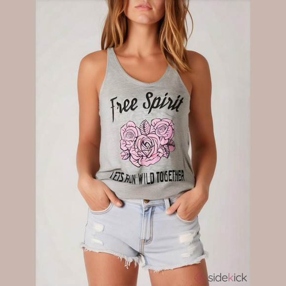 Inspired Hearts Tops - Inspired Hearts Rose Free Spirit Lets Run Wild Together Tank Top Women Size M